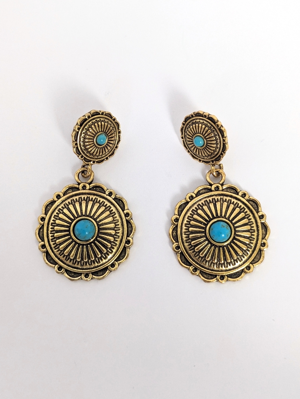 Vintage-Inspired Gold and Turquoise Earrings